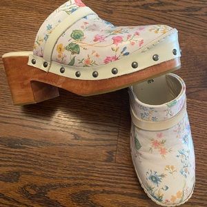 Free People floral leather studded clogs